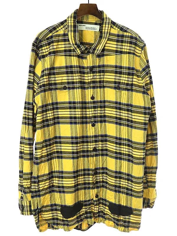 OFF-WHITE オフホワイト 17SS DIAG SPRAY CHECK SHIRT ロゴプリントチェックシャツ