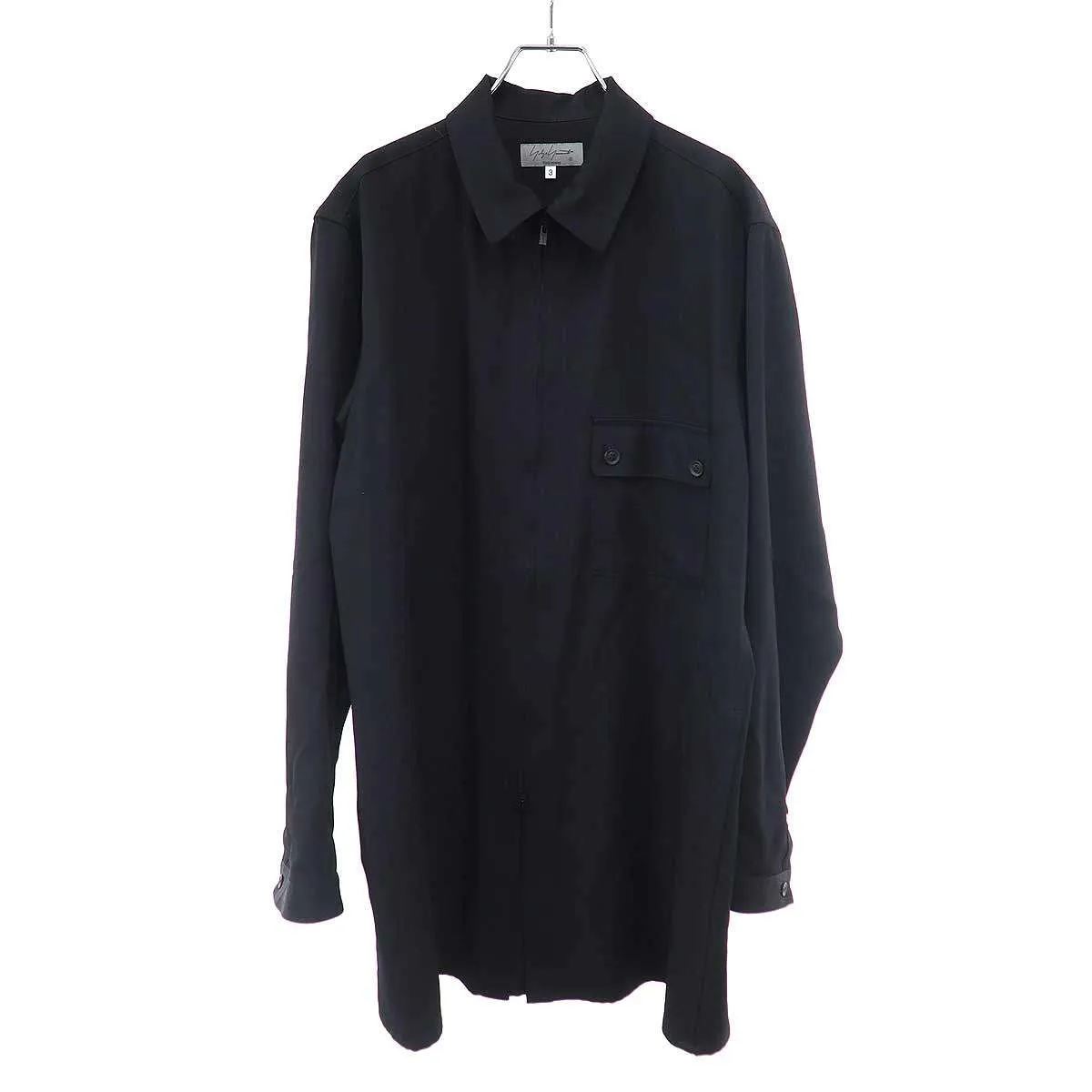 Yohji Yamamoto ヨウジヤマモト プールオム 25SS ウールギャバジンジップアップシャツ HP-B10-100