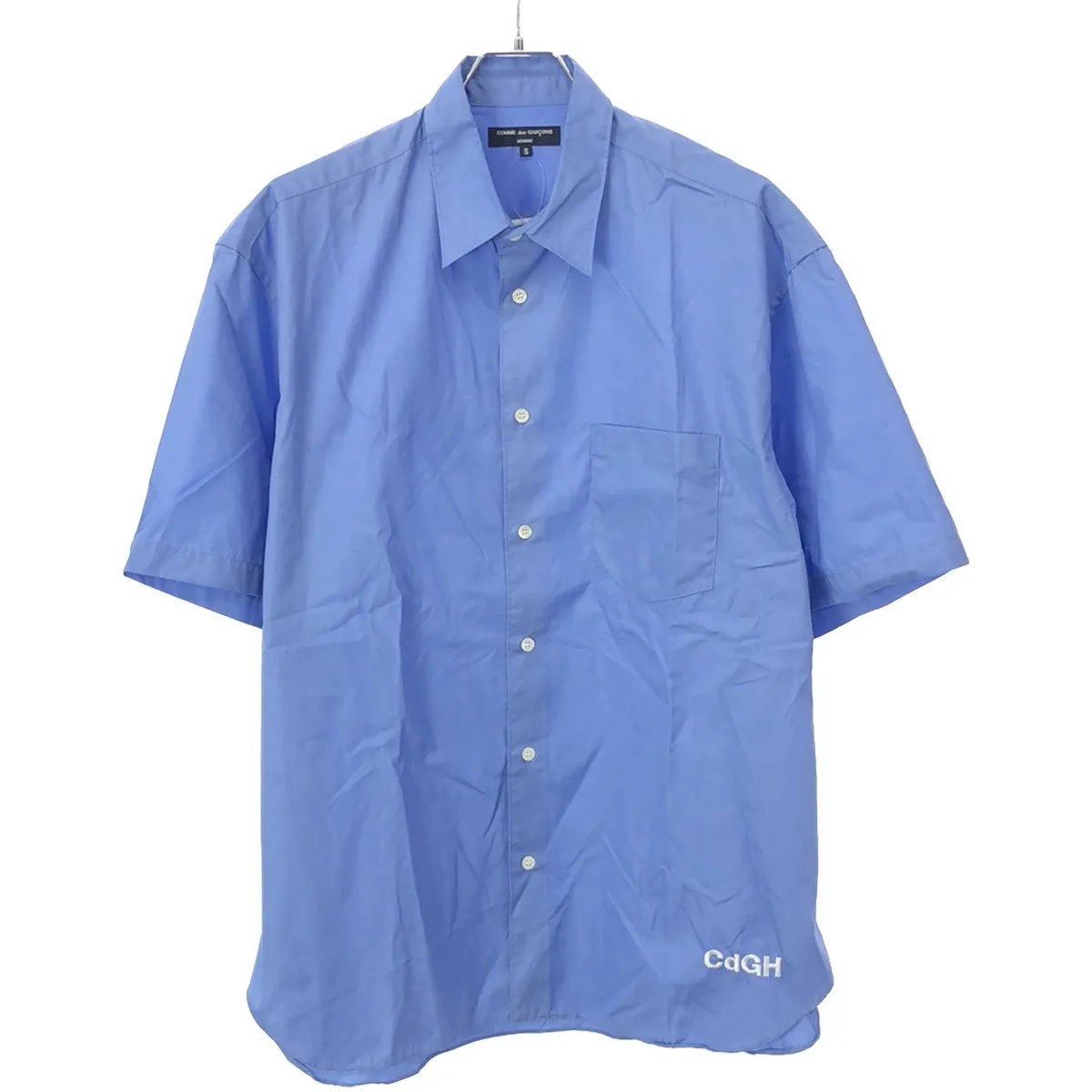 COMME des GARCONS コムデギャルソンオム 23SS コットンブロード製品洗ショートスリーブシャツ HK-B024 ブルー