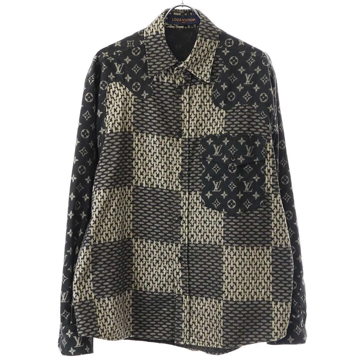 LOUIS VUITTON ルイヴィトン ニゴー 20AW モノグラムウェーブ ジャイアントダミエ フランネルシャツ VJI HJS02W