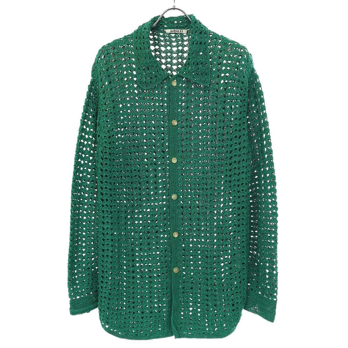 AURALEE オーラリー 22SS HAND CROCHET COTTON KNIT SHIRTS クロッシェニットシャツ
