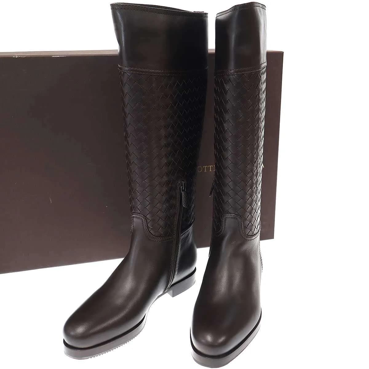 BOTTEGA VENETA ボッテガヴェネタ イントレチャートレザーロングブーツ