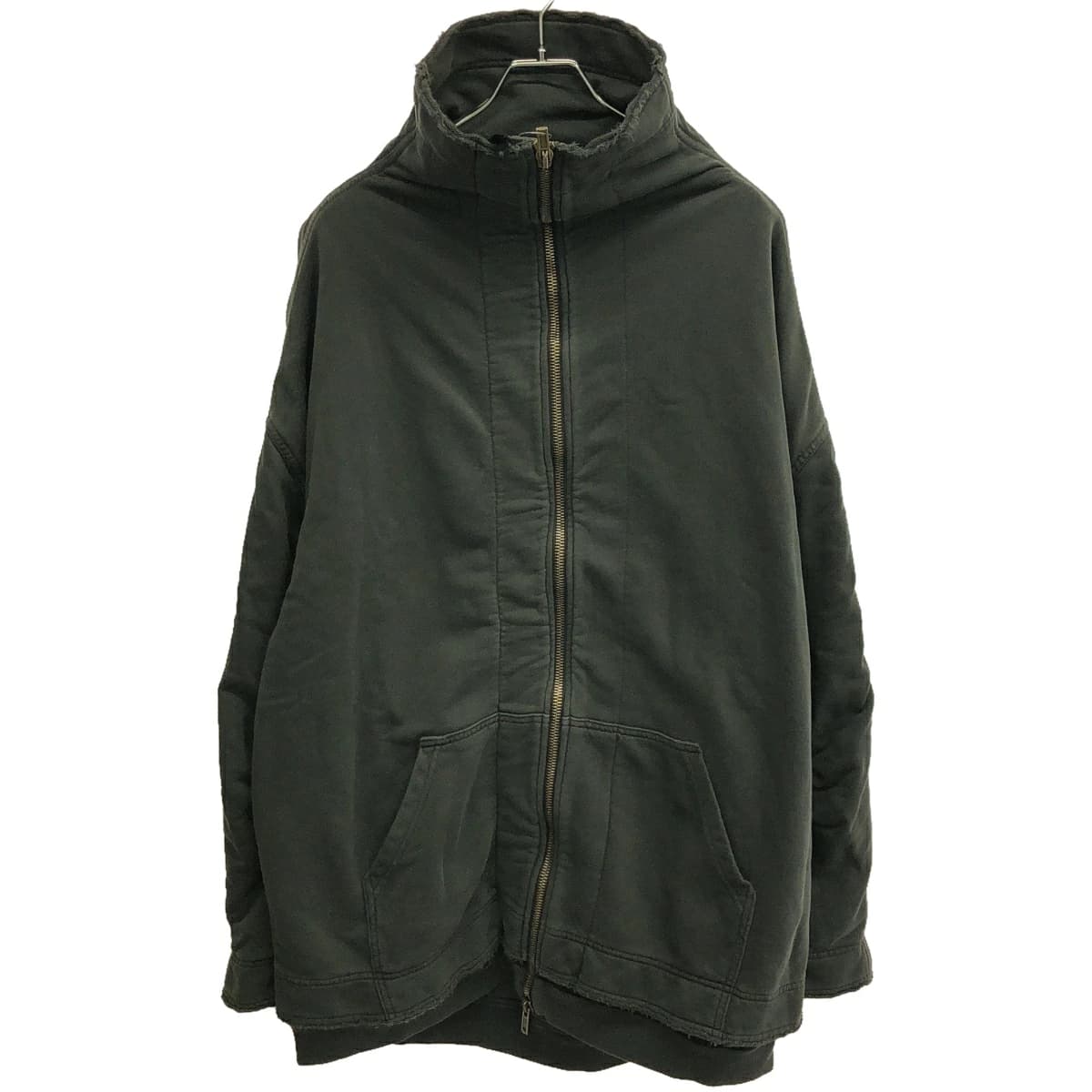 HAIDER ACKERMANN ハイダーアッカーマン Distressed cotton-jersey zip sweatshirt デストロイ加工ハイネックスウェットロングパーカー
