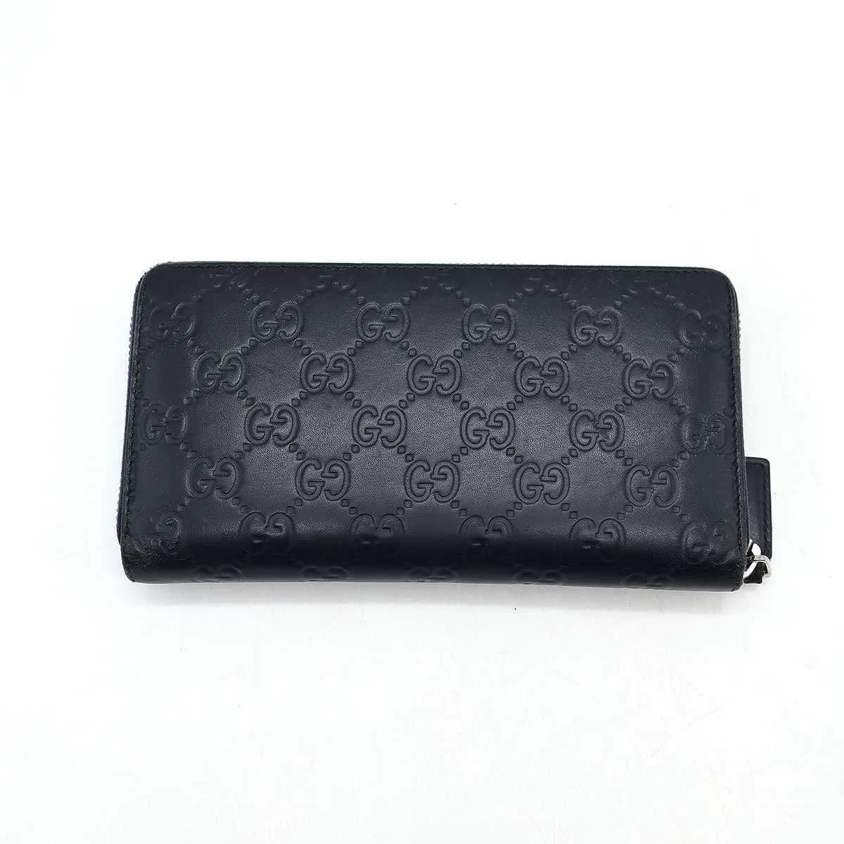 GUCCI グッチ シマ ラウンドジップエンボスレザーウォレット