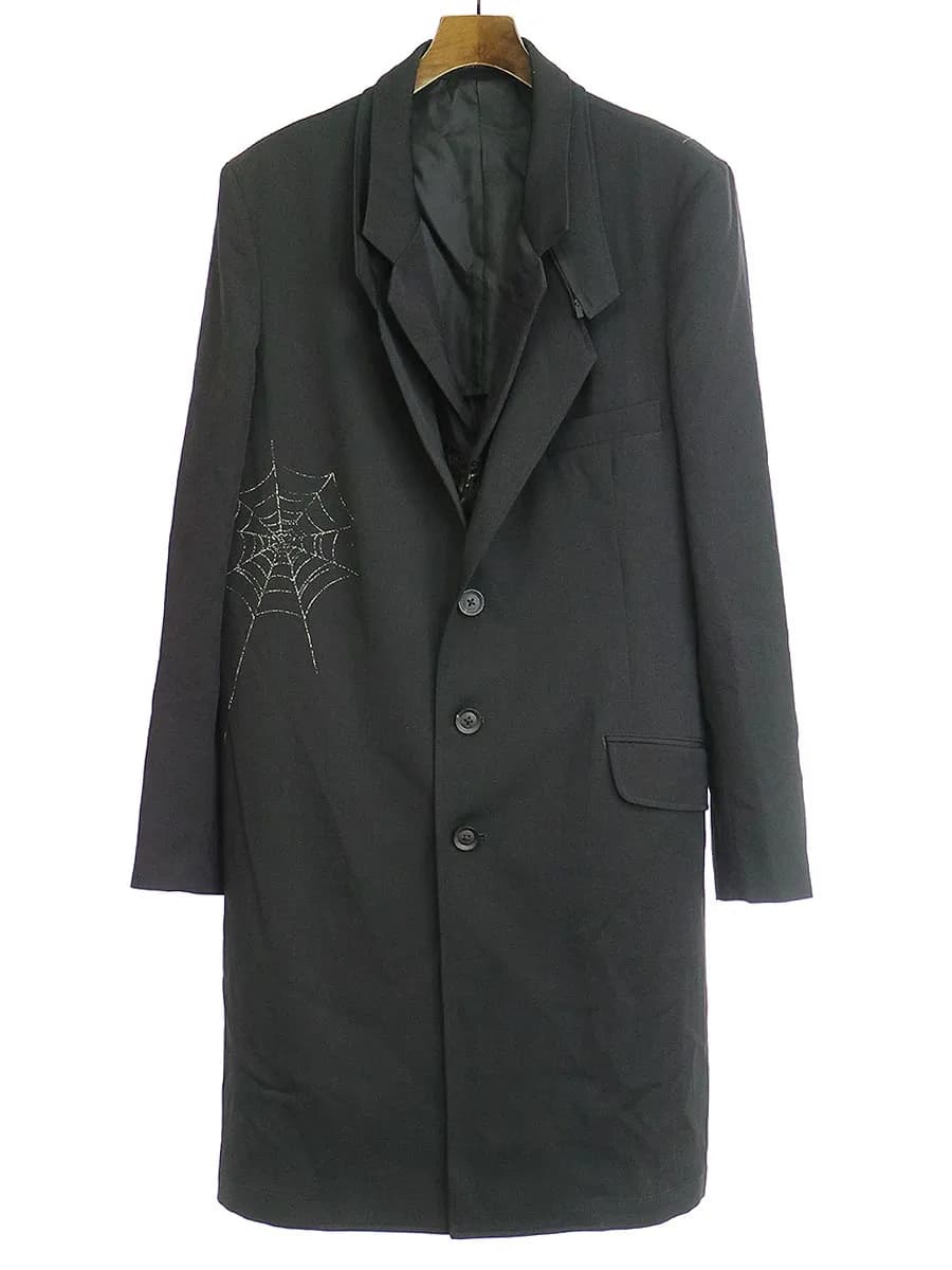 Yohji Yamamoto ヨウジヤマモト プール オム 18AW クモノスギャバ+シワギャバムラ染め 蜘蛛の巣2重ジャケット