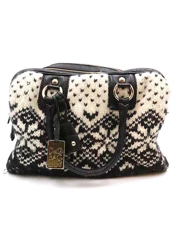 DOLCE&GABBANA ディーアンドジー BAG LILY ニットコンビ2WAYレザーショルダーバッグ