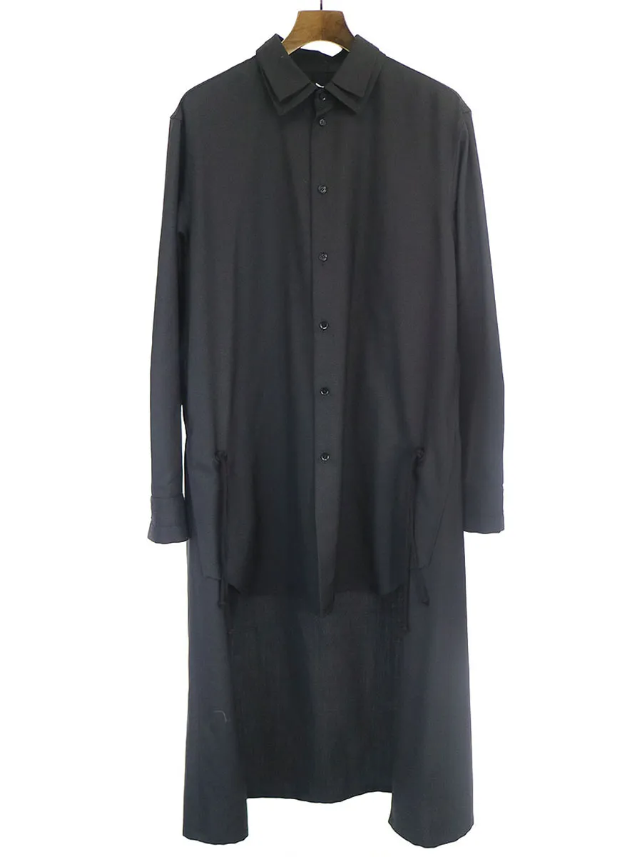 Yohji Yamamoto グラウンド ワイ 18AW ウールギャバジンロングシャツ