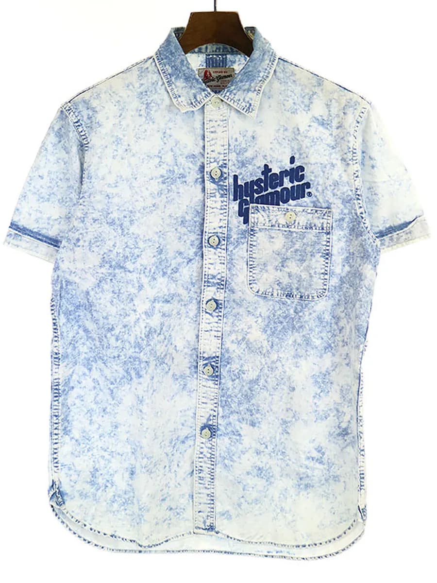 HYSTERIC GLAMOUR ヒステリックグラマー 17SS GUITAR GIRL プリント半袖ワークシャツ