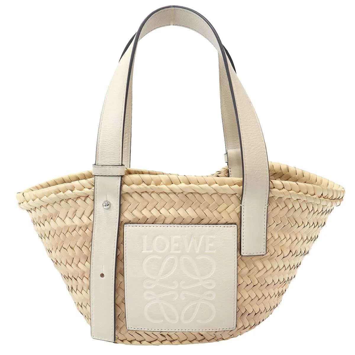 LOEWE ロエベ バスケットスモール ラフィア×レザー ハンドバッグ