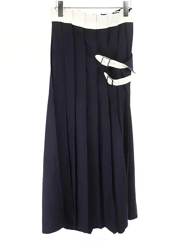 Yohji Yamamoto ヨウジヤマモト ファム 05AW ベルト付きウールプリーツラップスカート