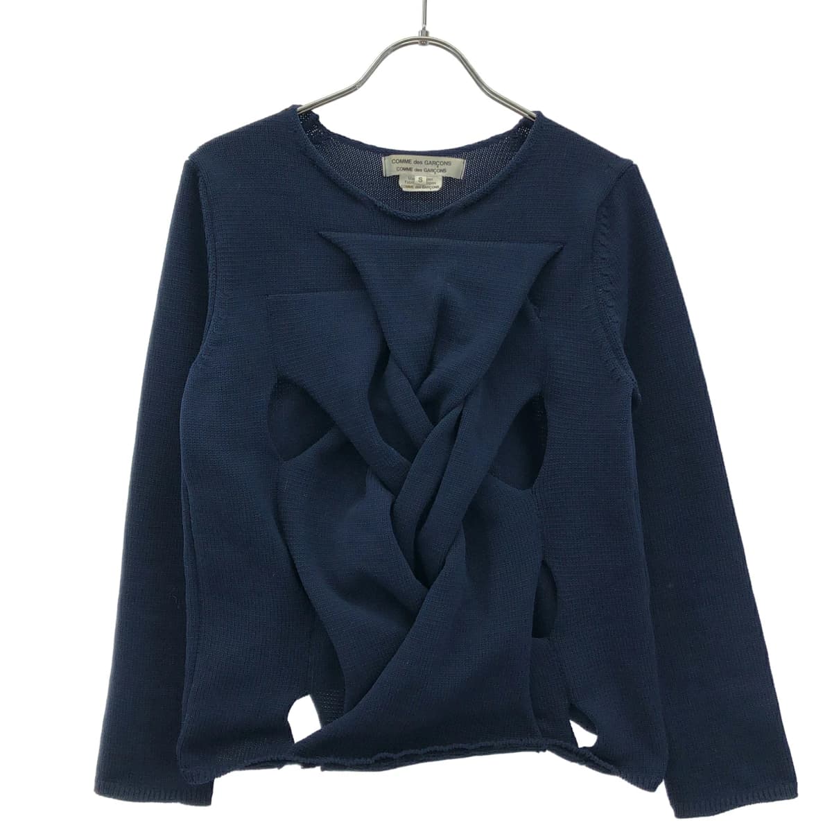 COMME des GARCONS コムデギャルソンコムデギャルソン 22SS カットアウトツイストポリエステルニットプルオーバー RI-N003