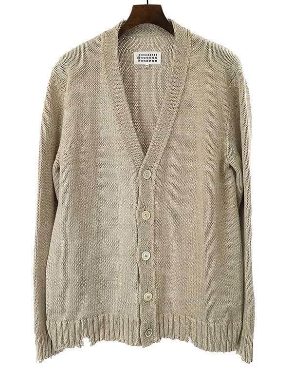 Maison Margiela メゾンマルジェラ 22SS ダメージ加工Vネックニットカーディガン