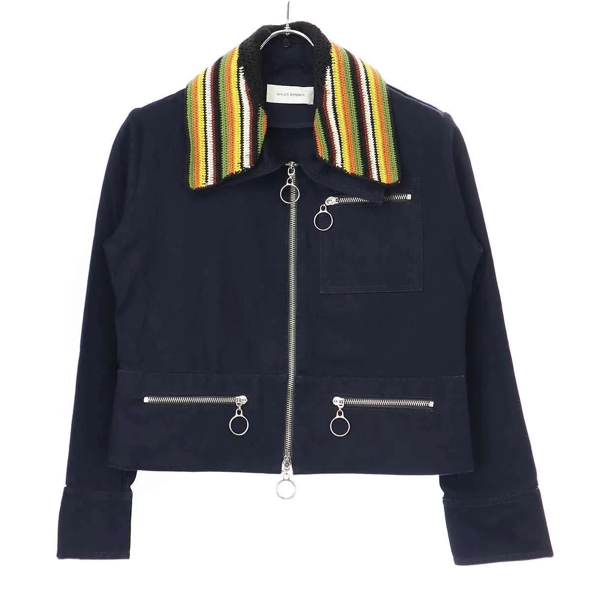 Wales Bonner ウェールズ ボナー 17SS Ezekiel Denim Jacket ニットカラーショートデニムジャケット