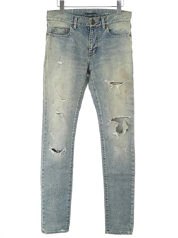 SAINT LAURENT サンローラン パリ 16AW D02 M/SK-LW デストロイクラッシュデニムパンツ