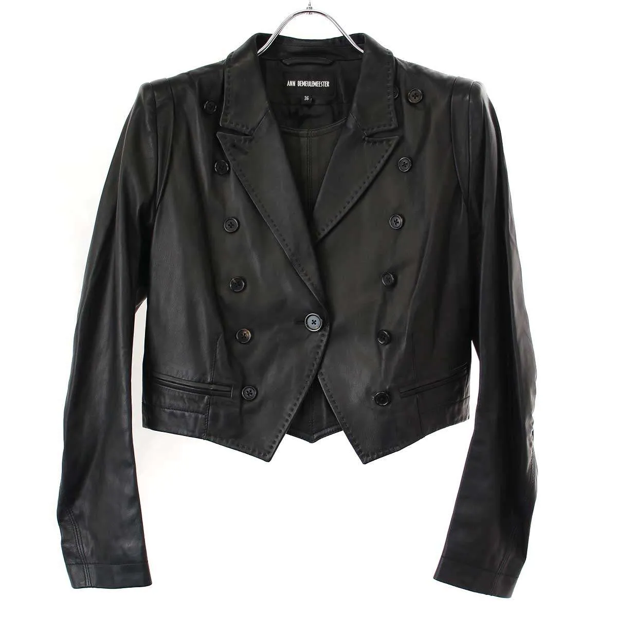 ANN DEMEULEMEESTER アンドゥムルメステール Napoleon Lether Jacket ショートナポレオンレザージャケット