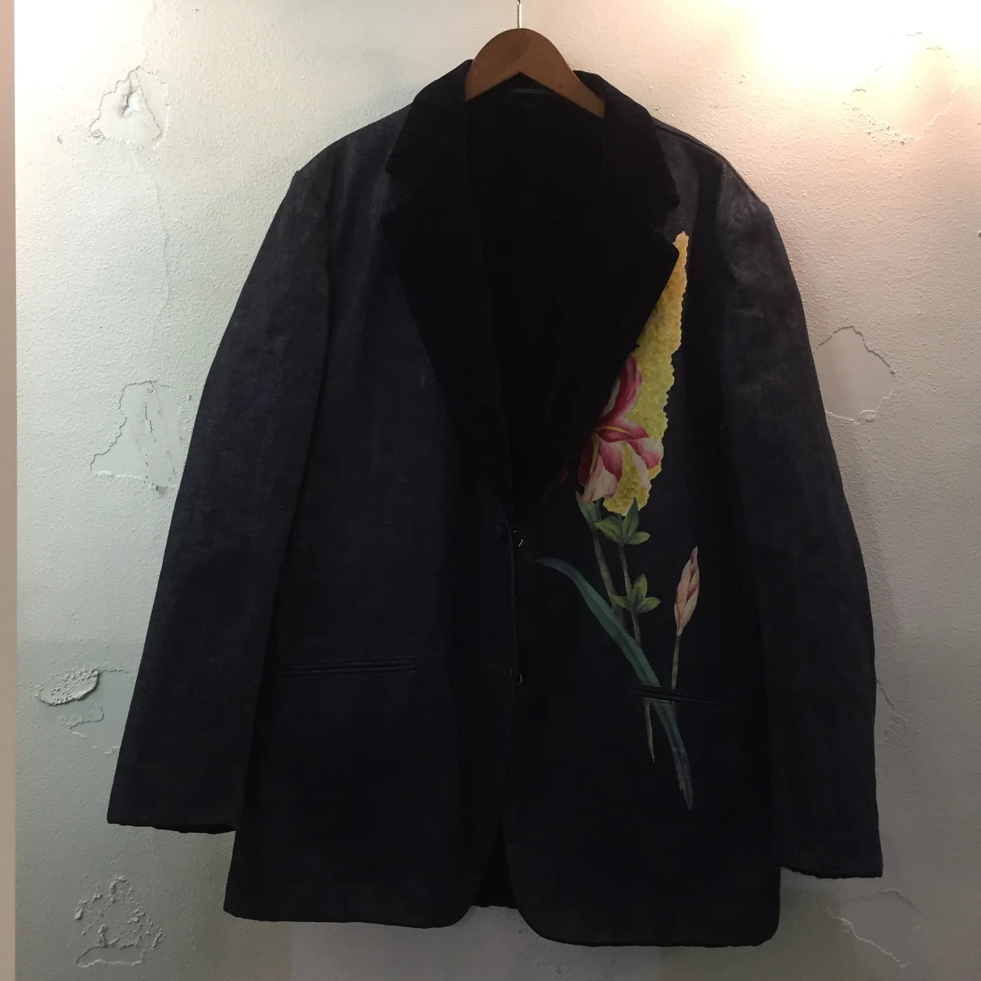 Yohji Yamamoto Yohji Yamamoto POUR HOMME 02AW 友禅花プリントリバーシブルデニムコーデュロイジャケット