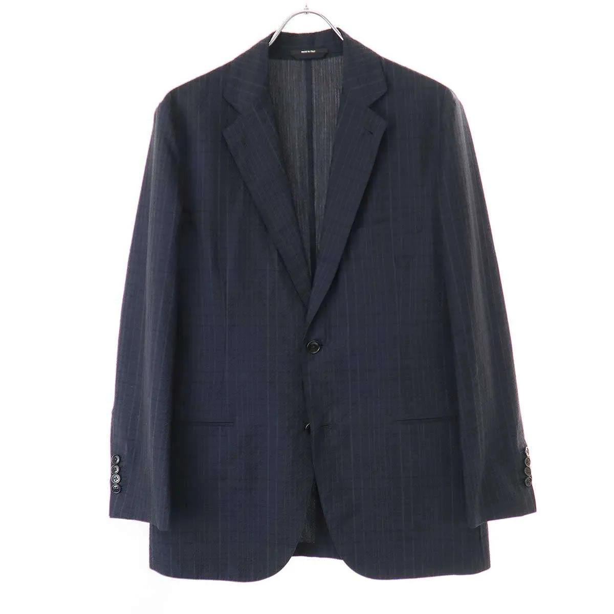 HERMES エルメス 22SS コットンシルク シアサッカーチェックテーラードジャケット