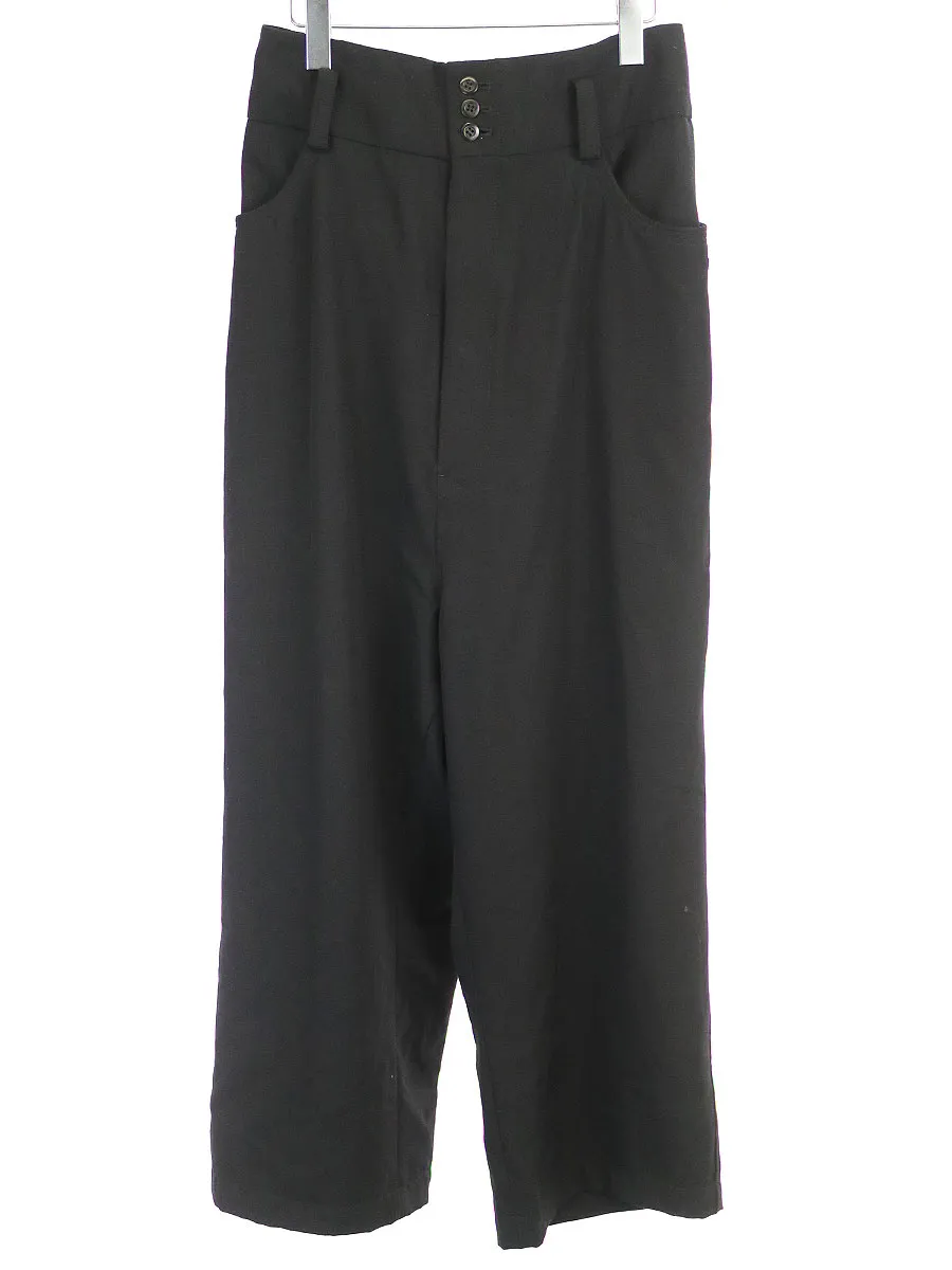 Yohji Yamamoto レギュレーション ヨウジヤマモト ハイウェストウールギャバジンベルテッドワイドパンツ