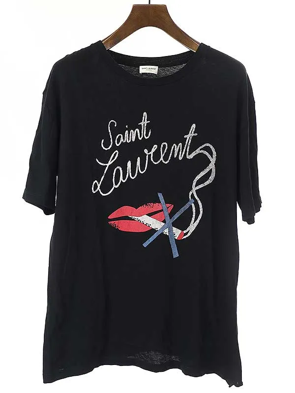 SAINT LAURENT サンローラン パリ 18SS スモーキングリップ シガー ロゴプリントTシャツ