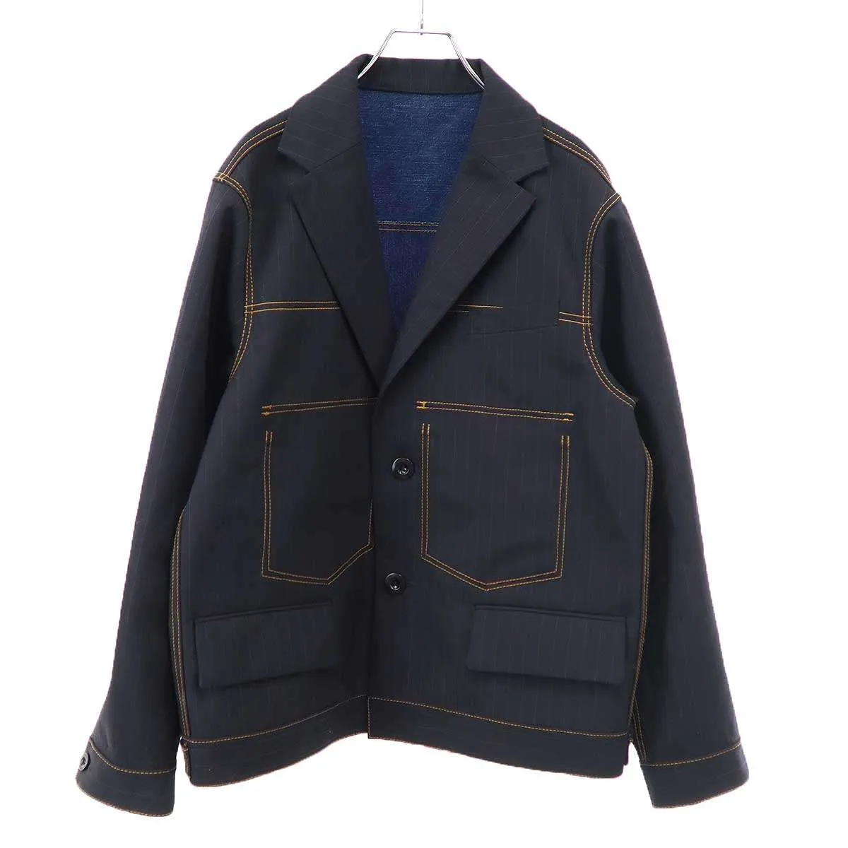 sacai サカイ 24SS Chalk Stripe Bonding Jacket ストライプ リバーシブルデニムジャケット