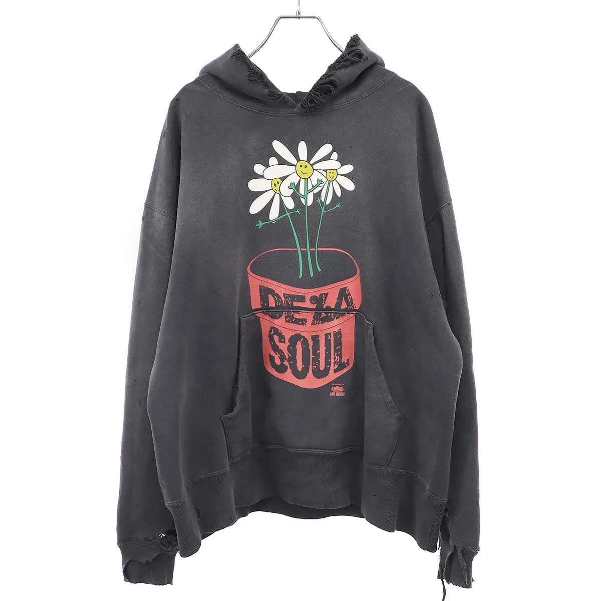 SAINT MICHAEL セントマイケル 25AW DE LA SOUL HOODIE ビンテージ加工スウェットプルオーバーパーカー SM-HR1-0000-C19