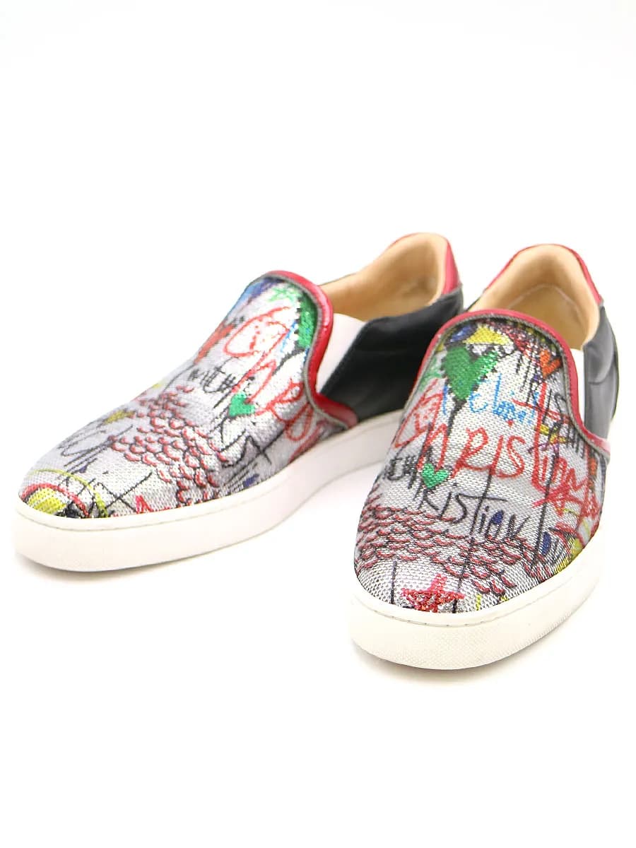 Christian Louboutin クリスチャンルブタン MASTERALTA FLAT LOUBITANG FLASH スパンコールグラフィックスリッポン スニーカー