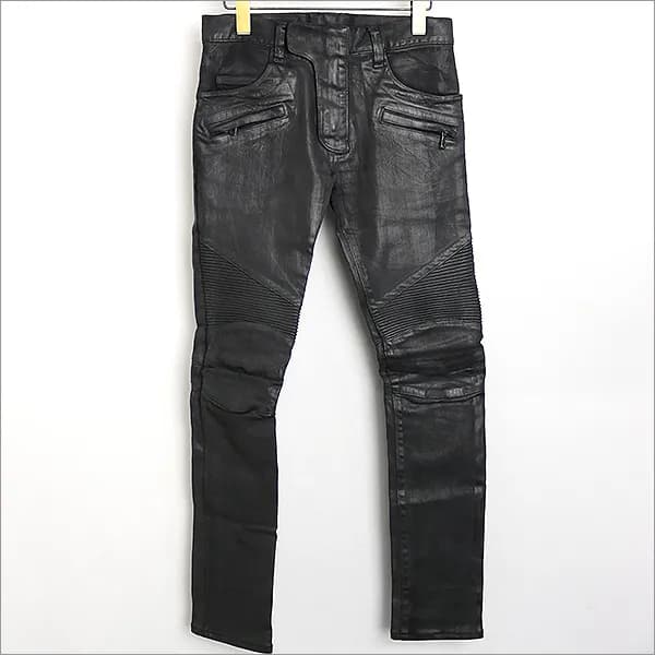 BALMAIN HOMME BALMAIN HOMME 12SS コーティング蛇腹ストレッチバイカーデニムパンツ