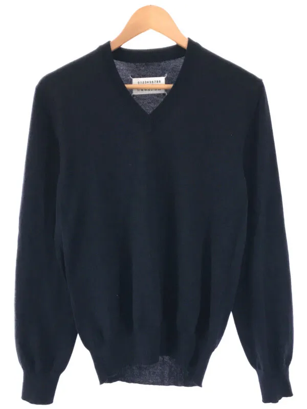 Maison Margiela メゾンマルタンマルジェラ14 11AW エルボーパッチ コットンウールVネックニットセーター