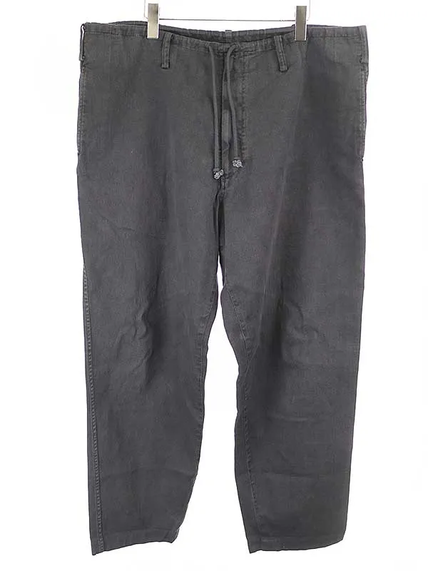 Yohji Yamamoto ヨウジヤマモトプールオム 製品染めコットンヘンプイージーワイドパンツ