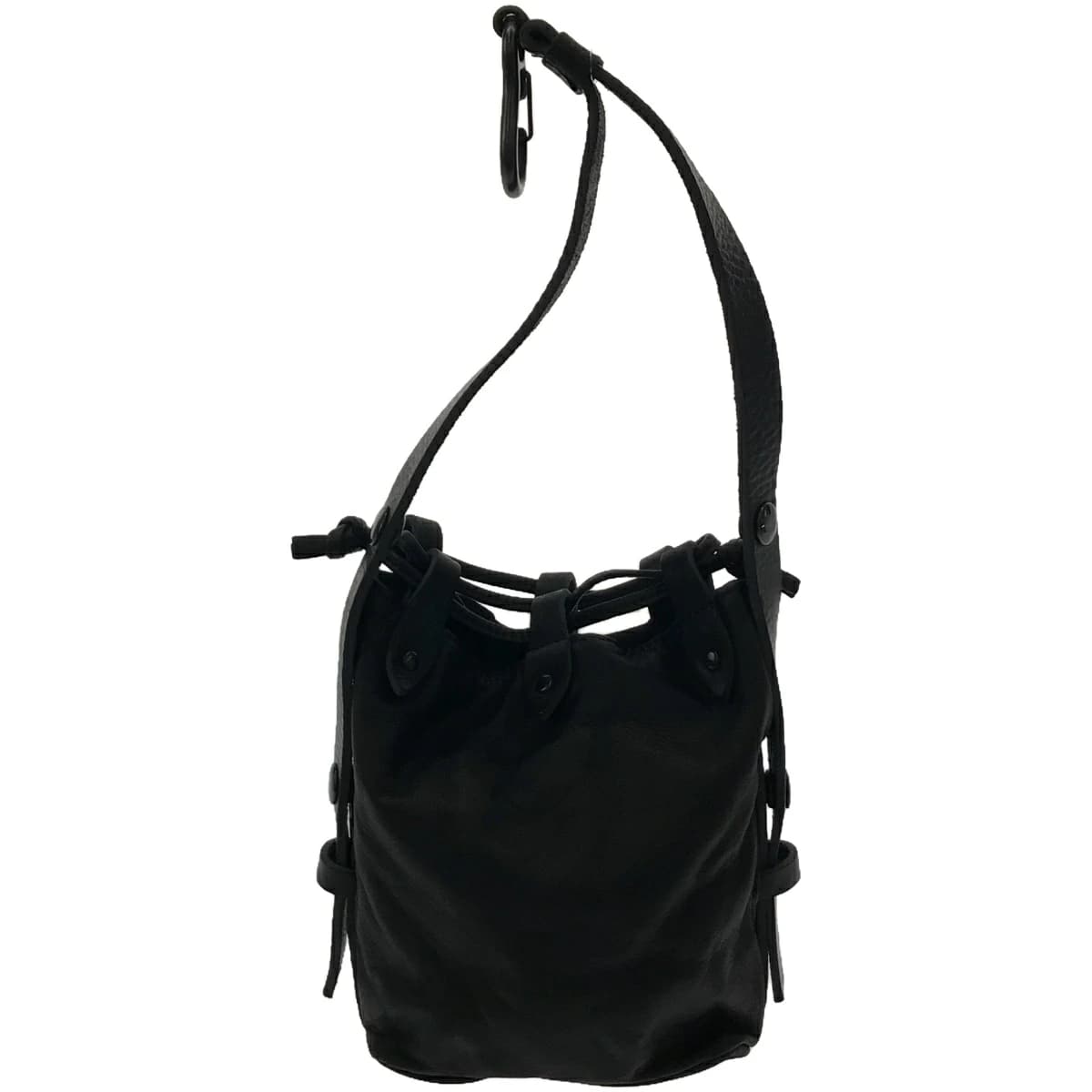 Yohji Yamamoto ヨウジヤマモト プールオム 22AW Leather handbag カラビナ付きカウレザー巾着バッグ HE-I05-770