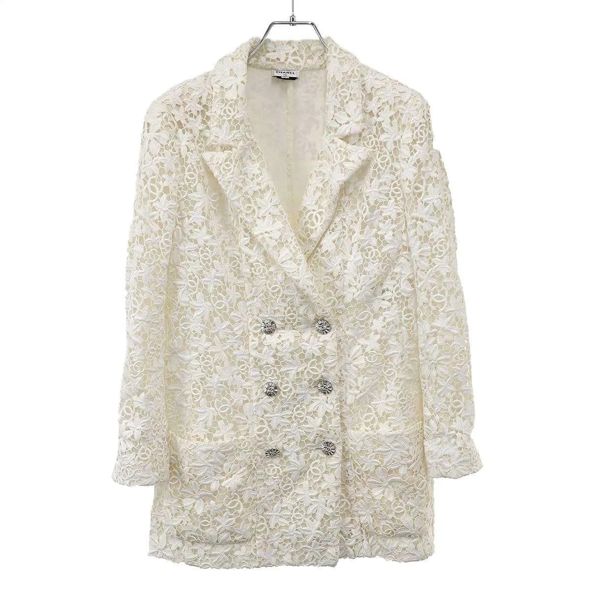 CHANEL シャネル 23SS ココマークボタン オールレースダブルブレステッドジャケット P73945V65534