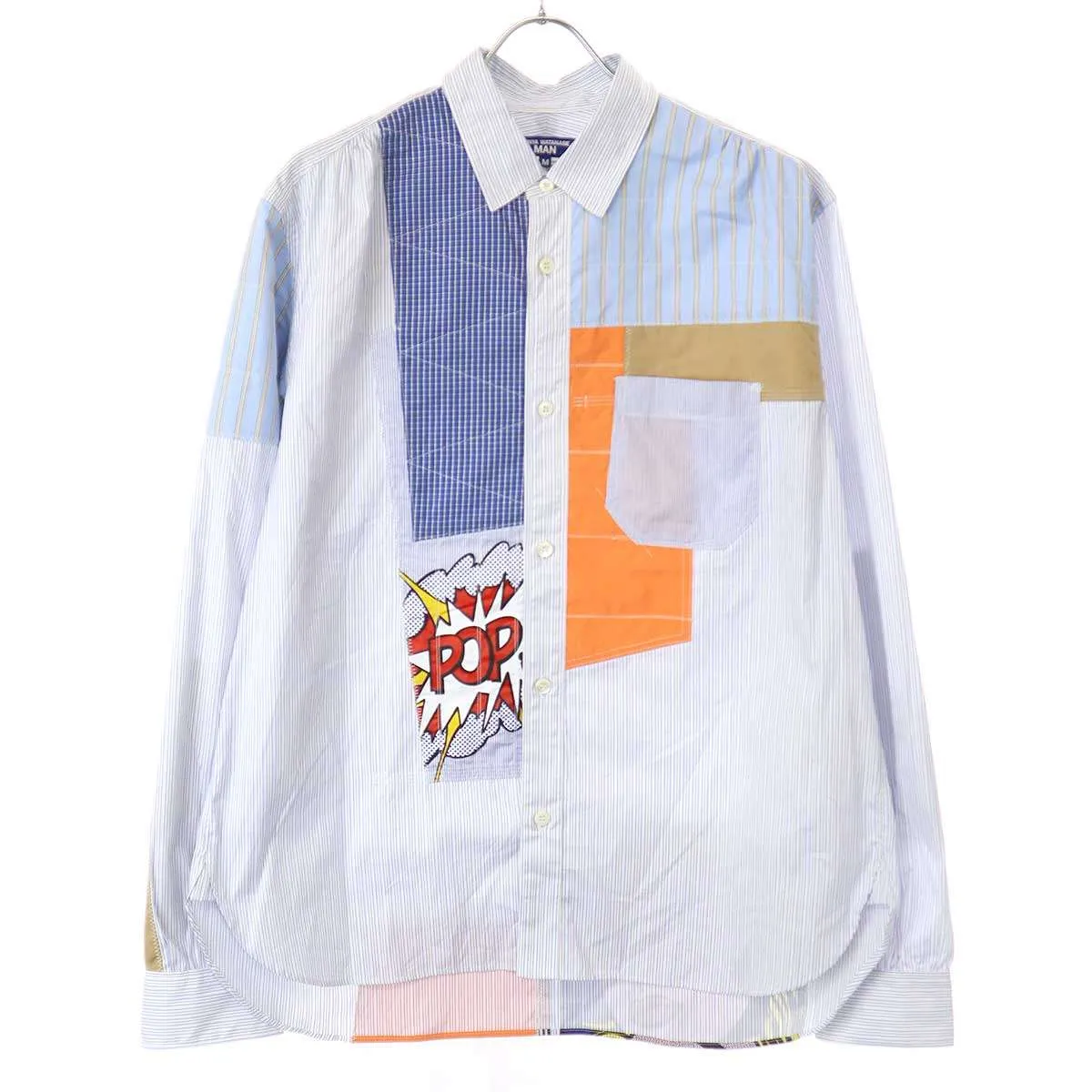 JUNYA WATANABE ジュンヤワタナベ コムデギャルソンマン 23SS Roy Lichitenstein パッチワークデザインストライプシャツ