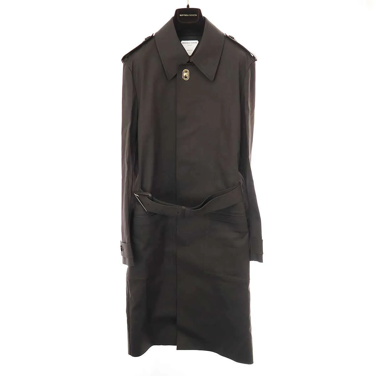 BOTTEGA VENETA ボッテガヴェネタ 20AW トライアングルバックルコットンベルテッドトレンチコート