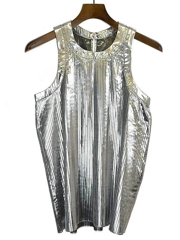 sacai サカイ 21SS Metallic Tank Top メタリックプリーツタンクトップ