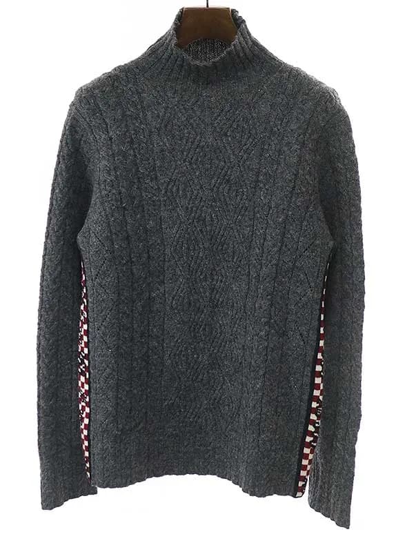 COMME des GARCONS コム デギャルソンオムプリュス 2005AW Sports Tailoring チェッカーラインモックネックニットセーター