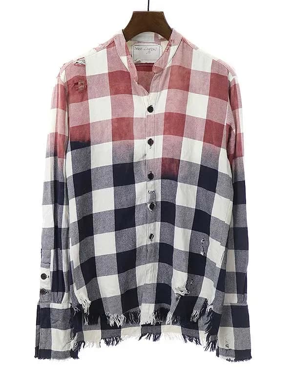 Greg Lauren グレッグ ローレン STUDIO SHIRT ダメージ加工チェックシャツ