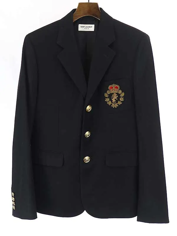 SAINT LAURENT サンローラン パリ 16AW エンブレムワッペンウール3Bテーラードジャケット