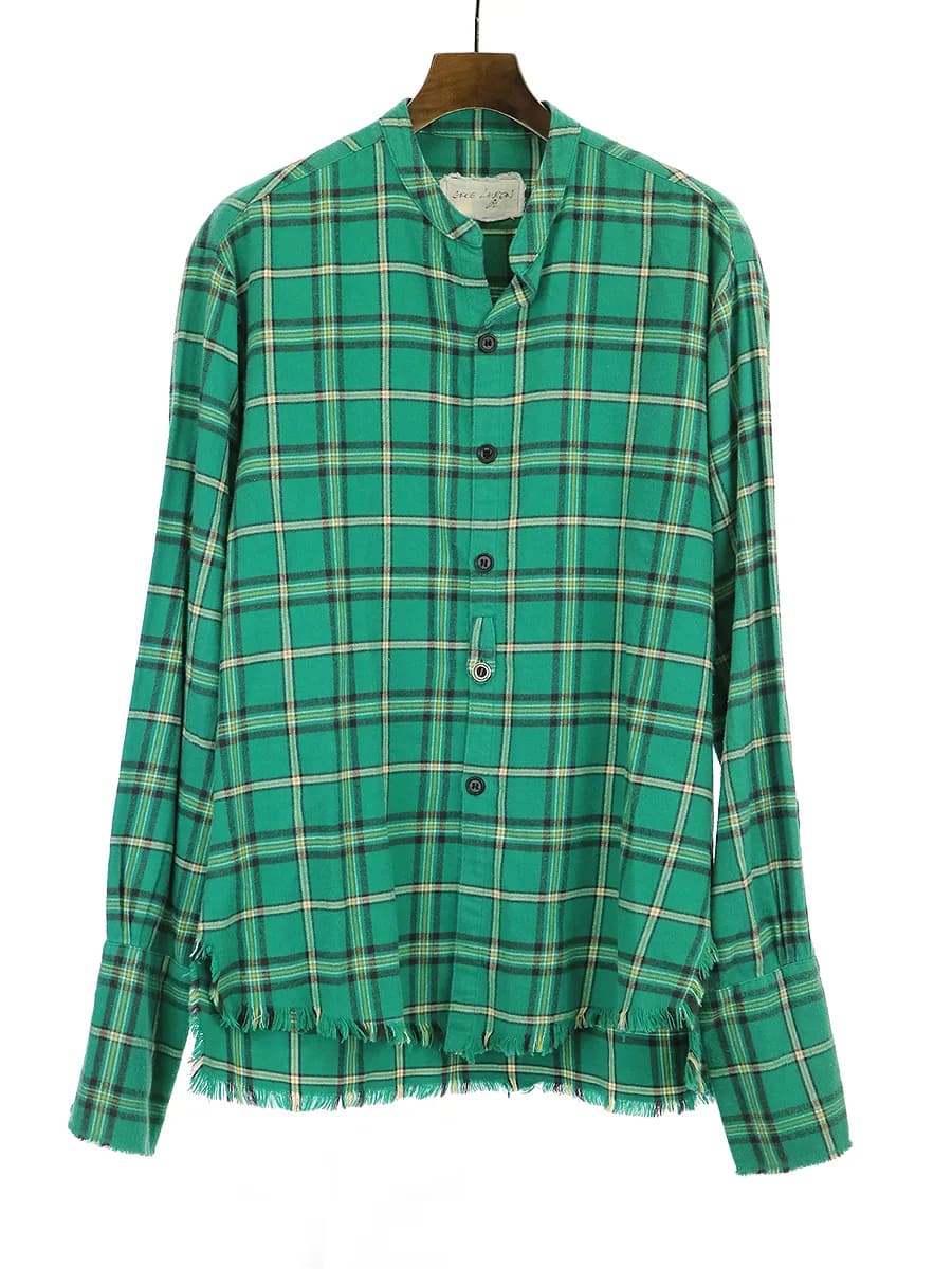 Greg Lauren グレッグ ローレン 19AW Green Plaid Studio Shirt フランネルチェックスタジオシャツ