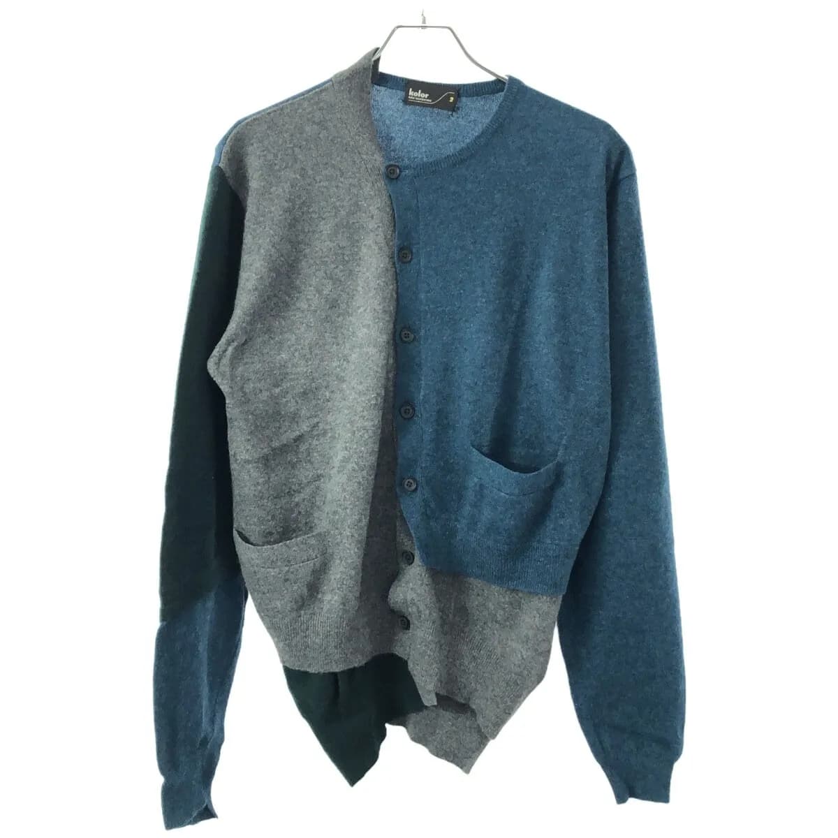 kolor カラー 19AW カシミヤカラーブロックカーディガン グレー×マルチカラー 3 19WCM-N05303