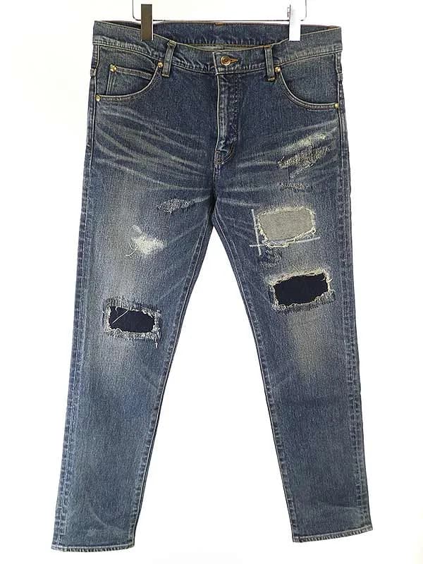 1piu1uguale3 ウノピゥウノウグァーレトレ 9 TAPERED DAMAGED ヴィンテージ加工テーパードデニムパンツ