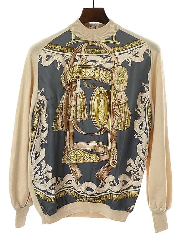 HERMES エルメス フロントシルクカシミヤニットセーター