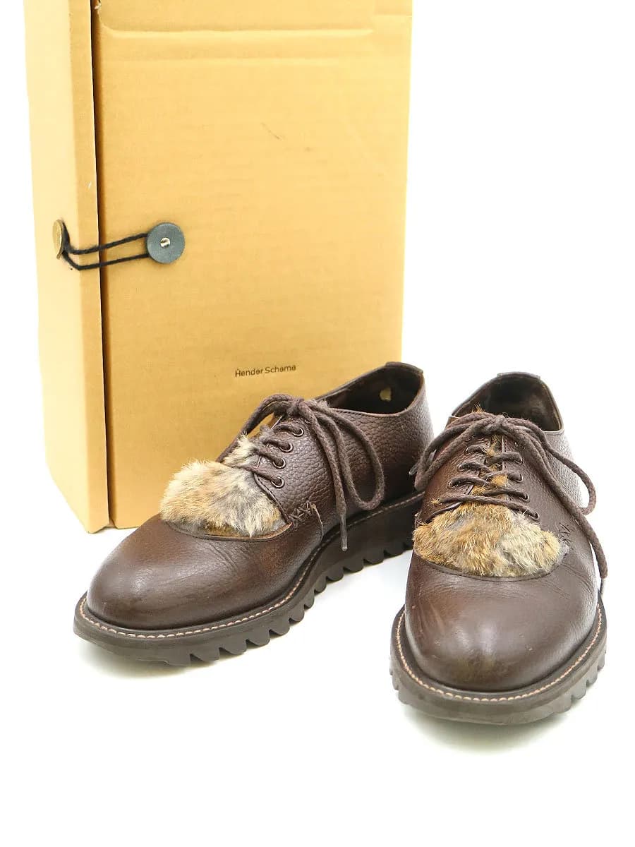 Hender Scheme エンダースキーマ navel (is-s-nav) ファーエンボスレザーコンビシューズ