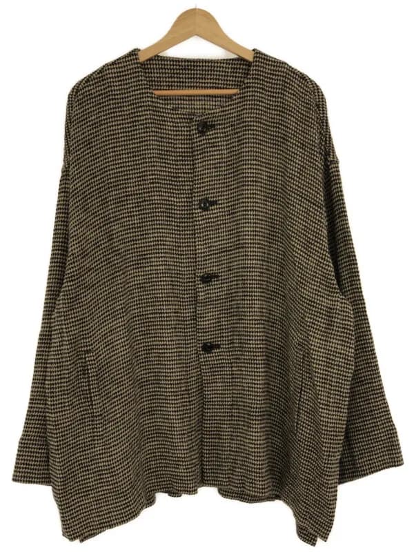ARTS&SCIENCE アーツアンドサイエンス 22SS Bulky Sleeve No Collar Jaket 千鳥格子柄ノーカラージャケット
