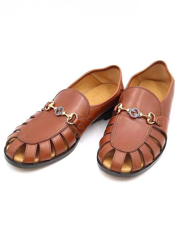 GUCCI グッチ インターロッキングホースビット付きカットアウトローファー