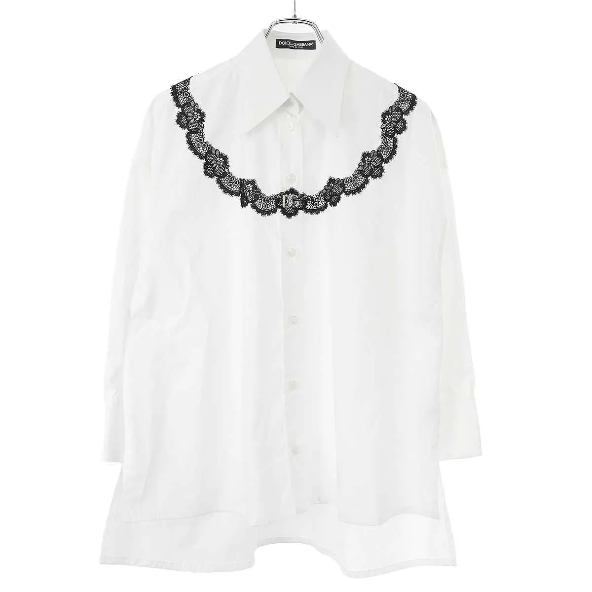 DOLCE&GABBANA ドルチェ&ガッバーナ 23SS オーバーサイズポプリンレースドレスシャツ F5Q62T FU5T9