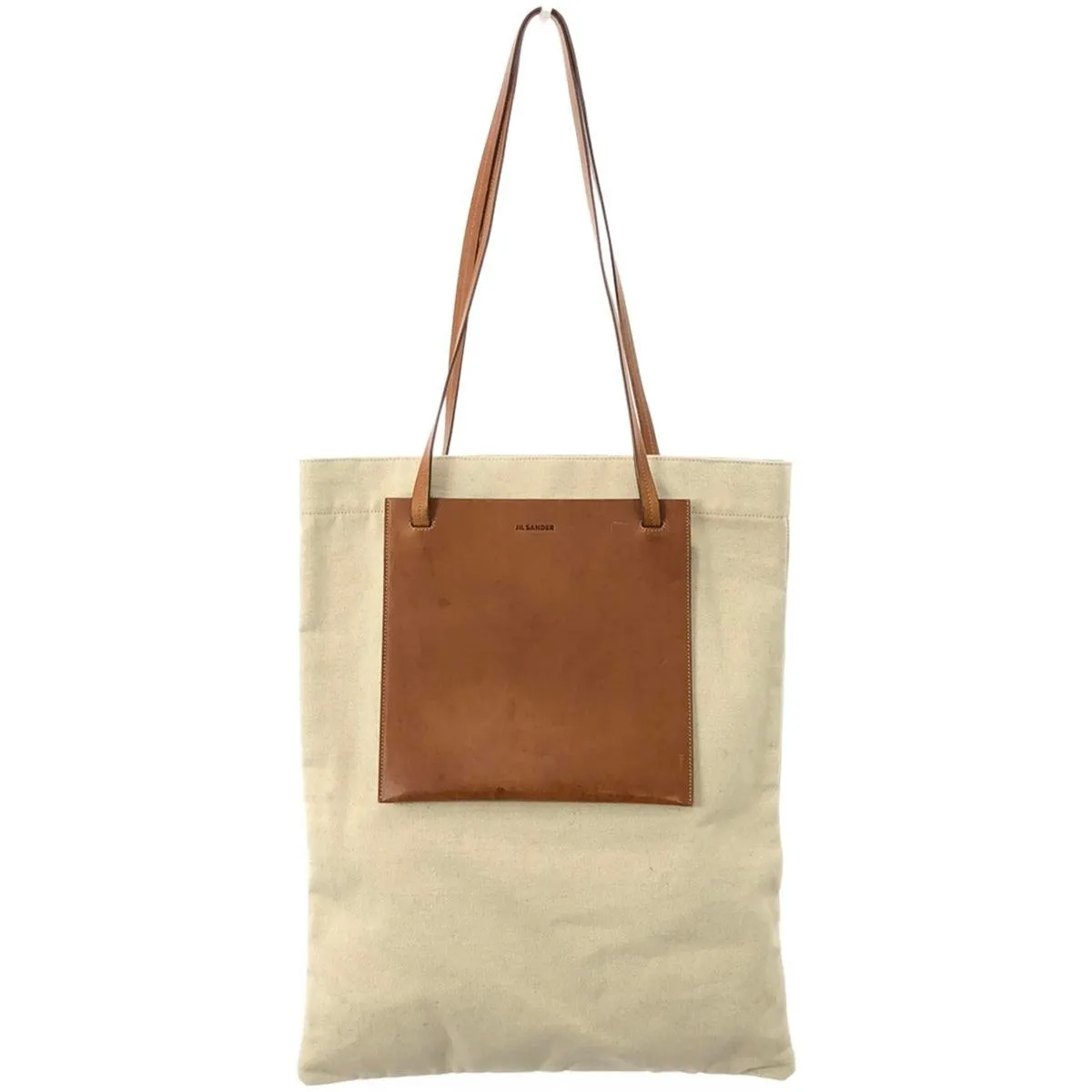 JIL SANDER ジルサンダー 20SS FLAT SHOPPER レザーキャンバスショッパートートバッグ