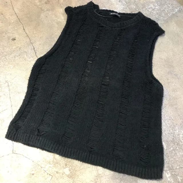 ANN DEMEULEMEESTER ANN DEMEULEMEESTER 切替コットンニットベスト