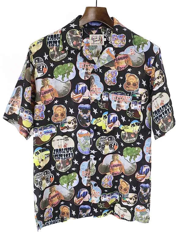 HYSTERIC GLAMOUR ヒステリックグラマー 21AW FLAMING ROCK柄 アロハシャツ