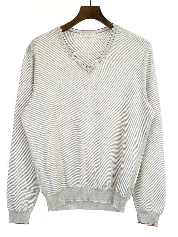 Ermenegildo Zegna エルメネジルド ゼニア Vネックコットンニットセーター
