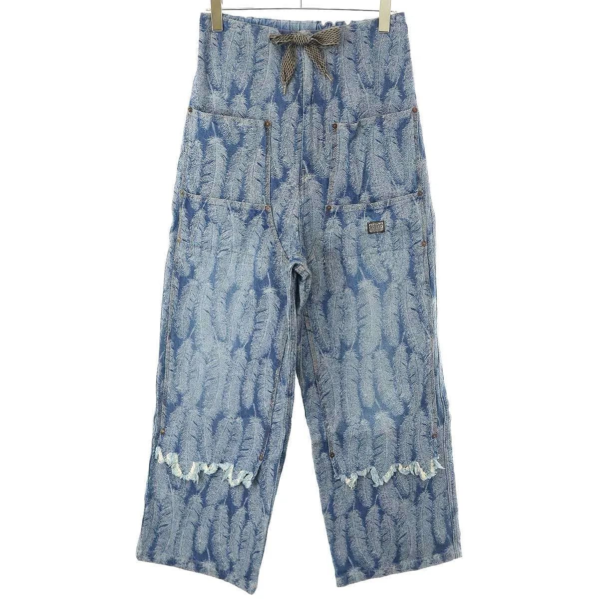 KAPITAL キャピタル 24AW Magpie Denim W Knee Easy Baggy Pants マグパイ フェザーダブルニーイージーバギーパンツ K2403LP014